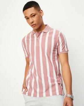 men striped regular fit polo t-shirt