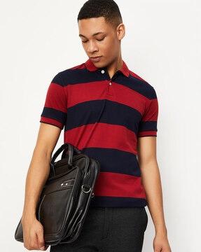 men striped regular fit polo t-shirt