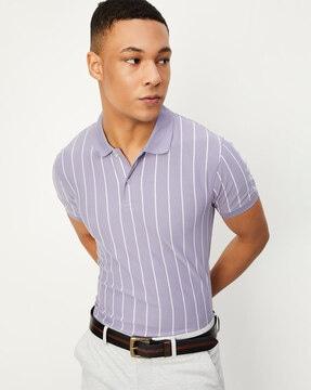 men striped regular fit polo t-shirt