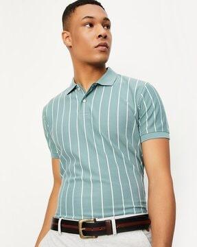 men striped regular fit polo t-shirt