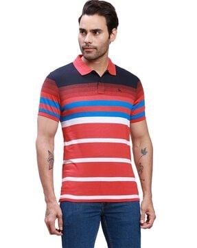 men striped regular fit polo t-shirt