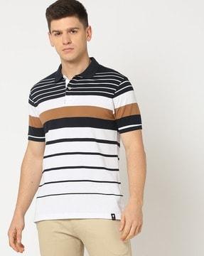 men striped regular fit polo t-shirt