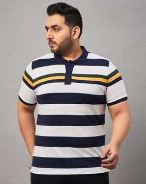 men striped regular fit polo t-shirt