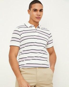 men striped regular fit polo t-shirt