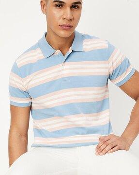 men striped regular fit polo t-shirt