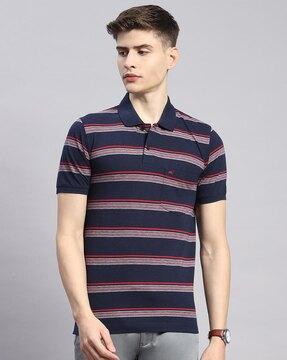 men striped regular fit polo t-shirt