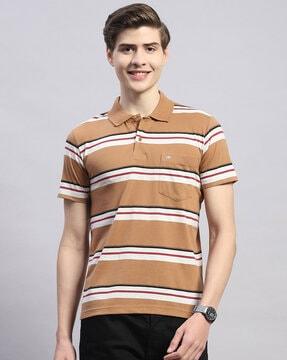 men striped regular fit polo t-shirt