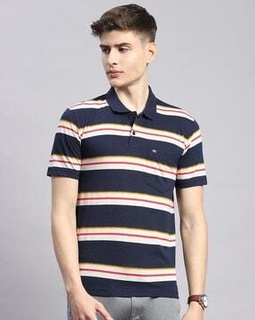 men striped regular fit polo t-shirt