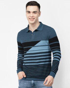 men striped regular fit polo t-shirt