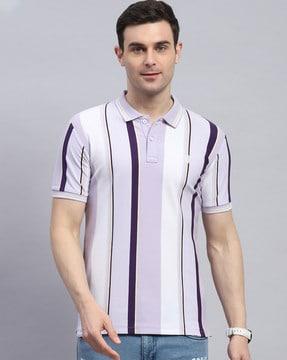 men striped regular fit polo t-shirt