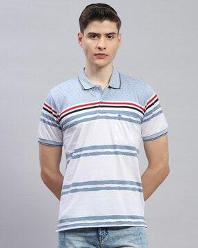 men striped regular fit polo t-shirt