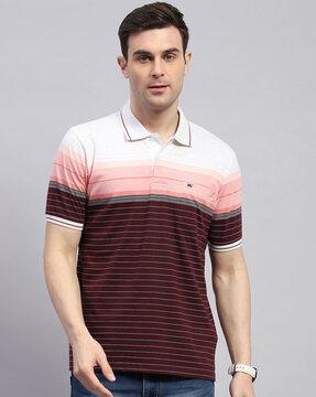 men striped regular fit polo t-shirt