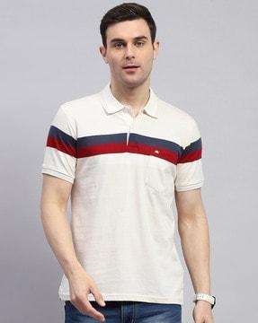 men striped regular fit polo t-shirt