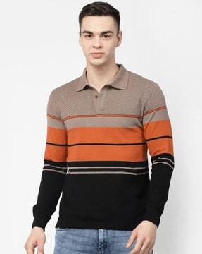 men striped regular fit polo t-shirt