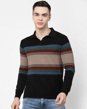 men striped regular fit polo t-shirt