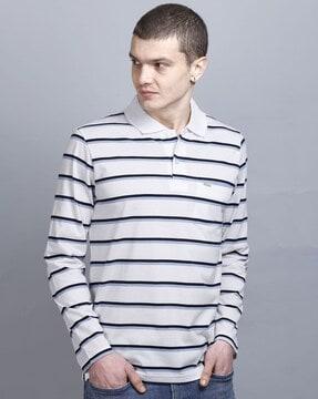 men striped regular fit polo t-shirt