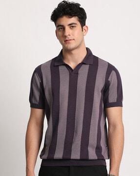 men striped regular fit polo t-shirt