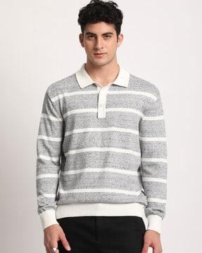 men striped regular fit polo t-shirt