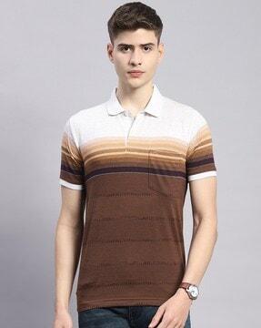 men striped regular fit polo t-shirt