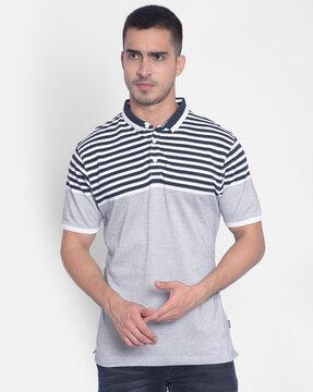 men striped regular fit polo t-shirt