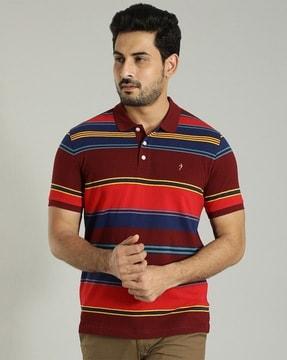 men striped regular fit polo t-shirt