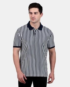 men striped regular fit polo t-shirt