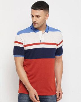 men striped regular fit polo t-shirt