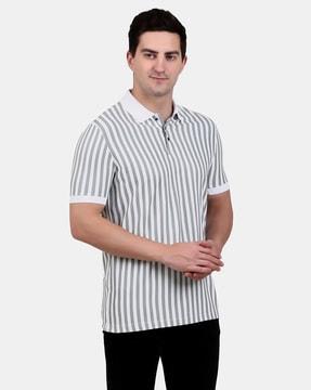 men striped regular fit polo t-shirt