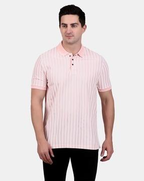 men striped regular fit polo t-shirt