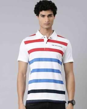 men striped regular fit polo t-shirt