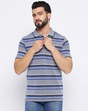 men striped regular fit polo t-shirt