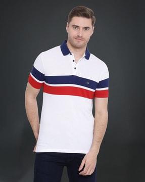 men striped regular fit polo t-shirt