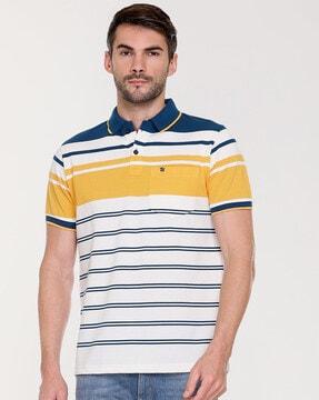 men striped regular fit polo t-shirt