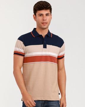 men striped regular fit polo t-shirt