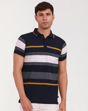 men striped regular fit polo t-shirt