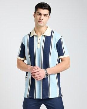 men striped regular fit polo t-shirt