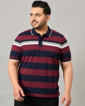 men striped regular fit polo t-shirt