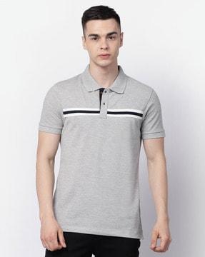 men striped regular fit polo t-shirt