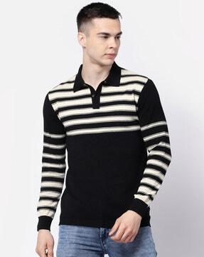 men striped regular fit polo t-shirt