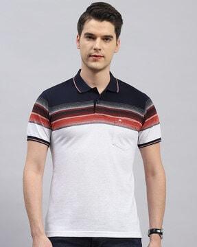 men striped regular fit polo t-shirt