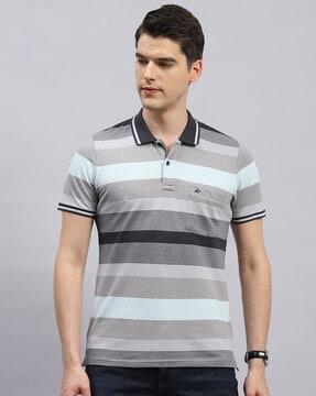 men striped regular fit polo t-shirt