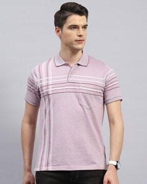 men striped regular fit polo t-shirt