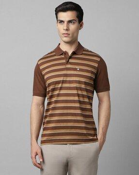 men striped regular fit polo t-shirt