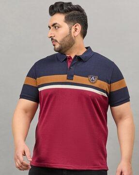 men striped regular fit polo t-shirt