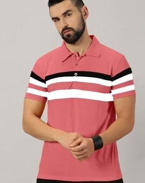 men striped regular fit polo t-shirt