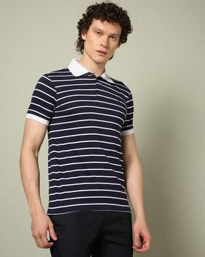 men striped regular fit polo t-shirt