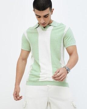 men striped regular fit polo t-shirt