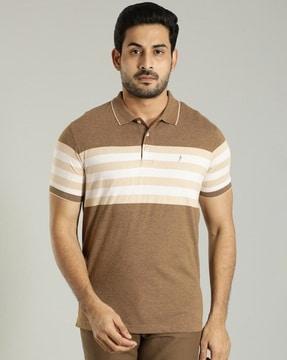 men striped regular fit polo t-shirt