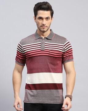 men striped regular fit polo t-shirt