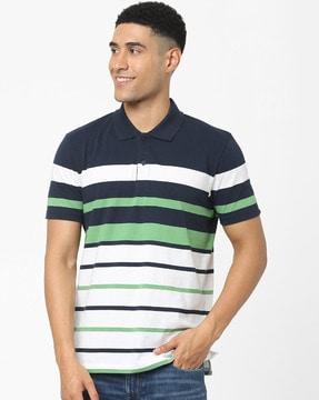 men striped regular fit polo t-shirt